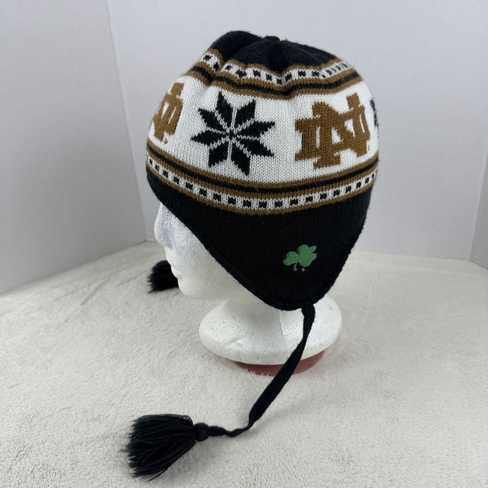 47 Brand Youth Notre Dame Beanie With Tassels EUC Winter Football Tailgate